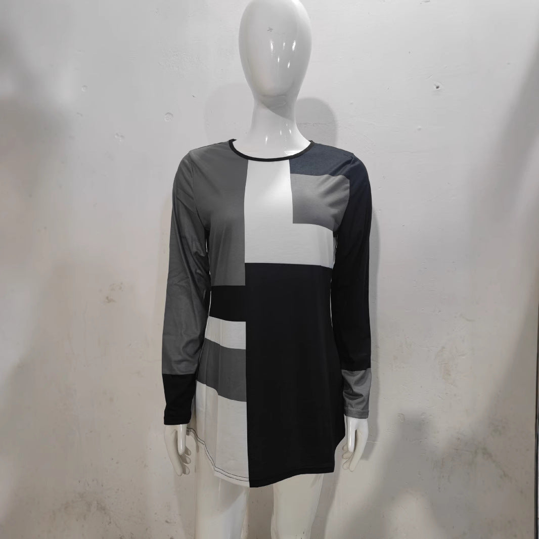 Levoire | T-shirt à col rond à motifs tendance à manches longues