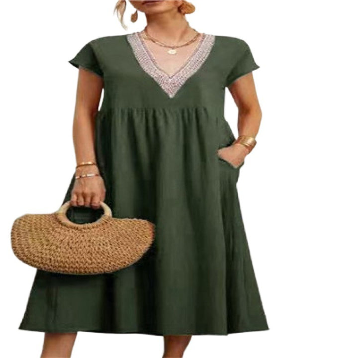 Robe maxi femme avec un élégant décolleté en V et des poches latérales Levoire