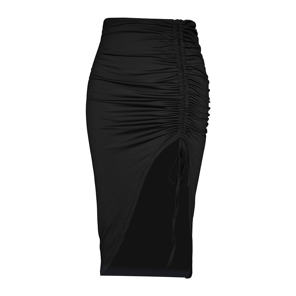 Jupe maxi pour femmes avec des détails de volants raffinés et une fente haute Levoire