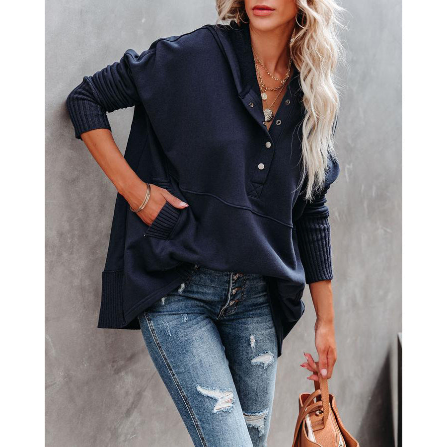 Levoire | Pull Élégant Avec Boutons Bleu foncé