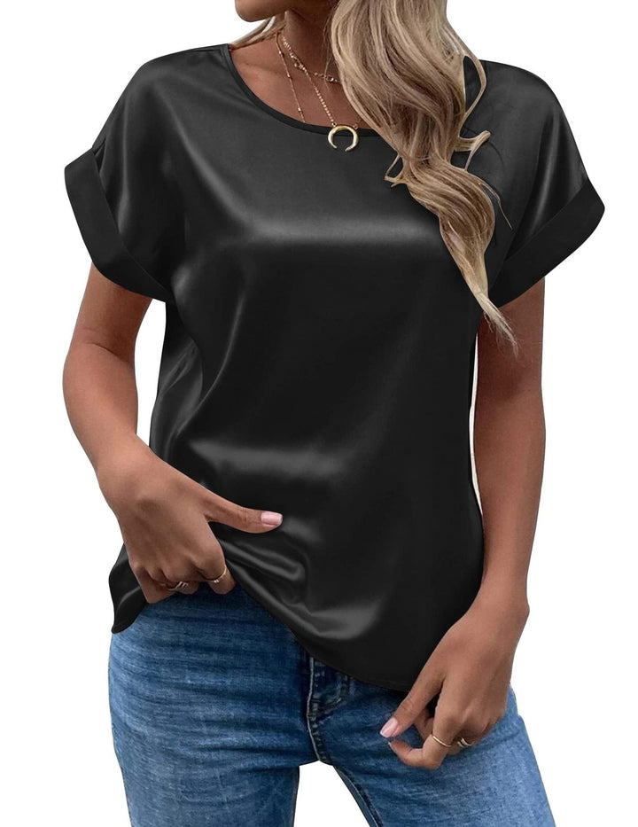 Levoire | Chic Été Satin T-shirt Direct noir