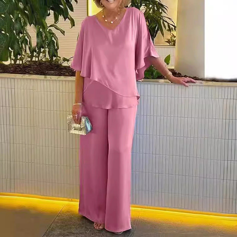 Levoire | Ensemble À Jambes Larges Sans Effort Rosa
