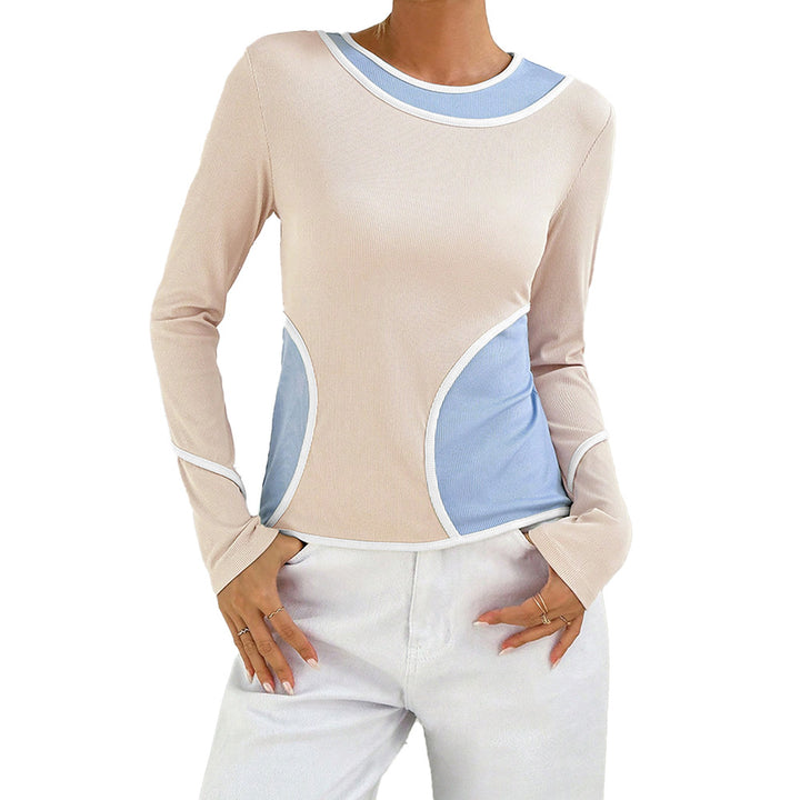Chemise à manches longues pour femme avec des combinaisons de couleurs courbes et une fibre élastique Levoire