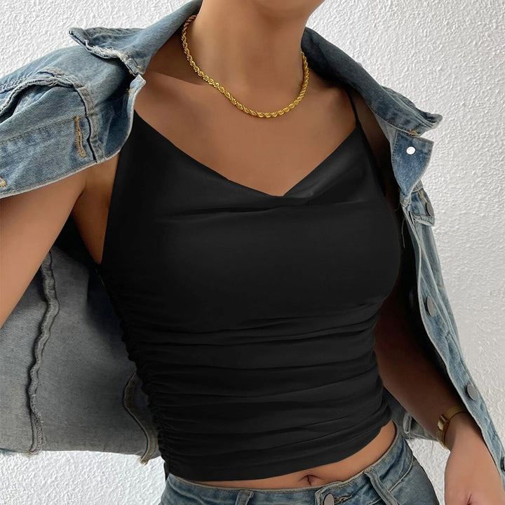 Top ajusté pour femmes avec décolleté en V et fronces Levoire