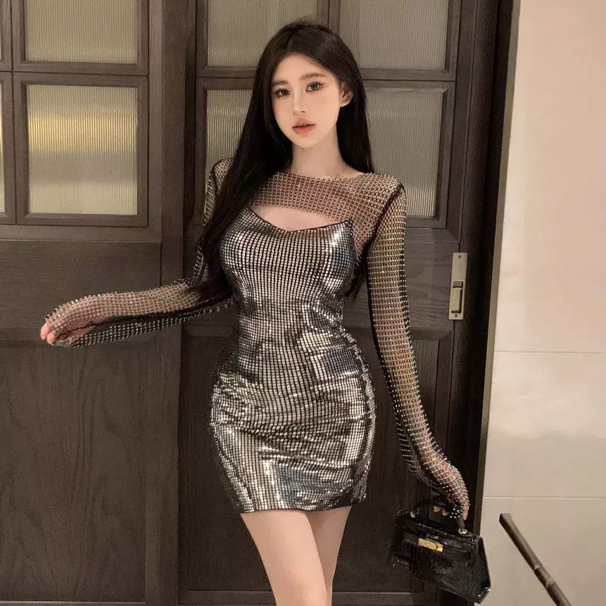 Levoire | Top en strass ensemble de paillettes Jupe à volants en paillettes