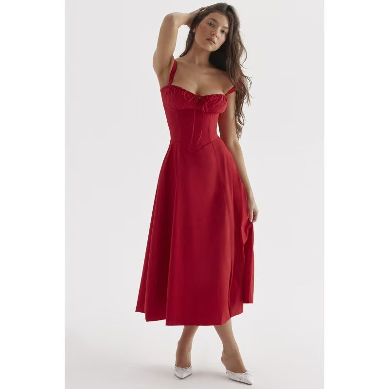 Robe maxi pour femmes avec corsage froncé et coupe élégante Levoire