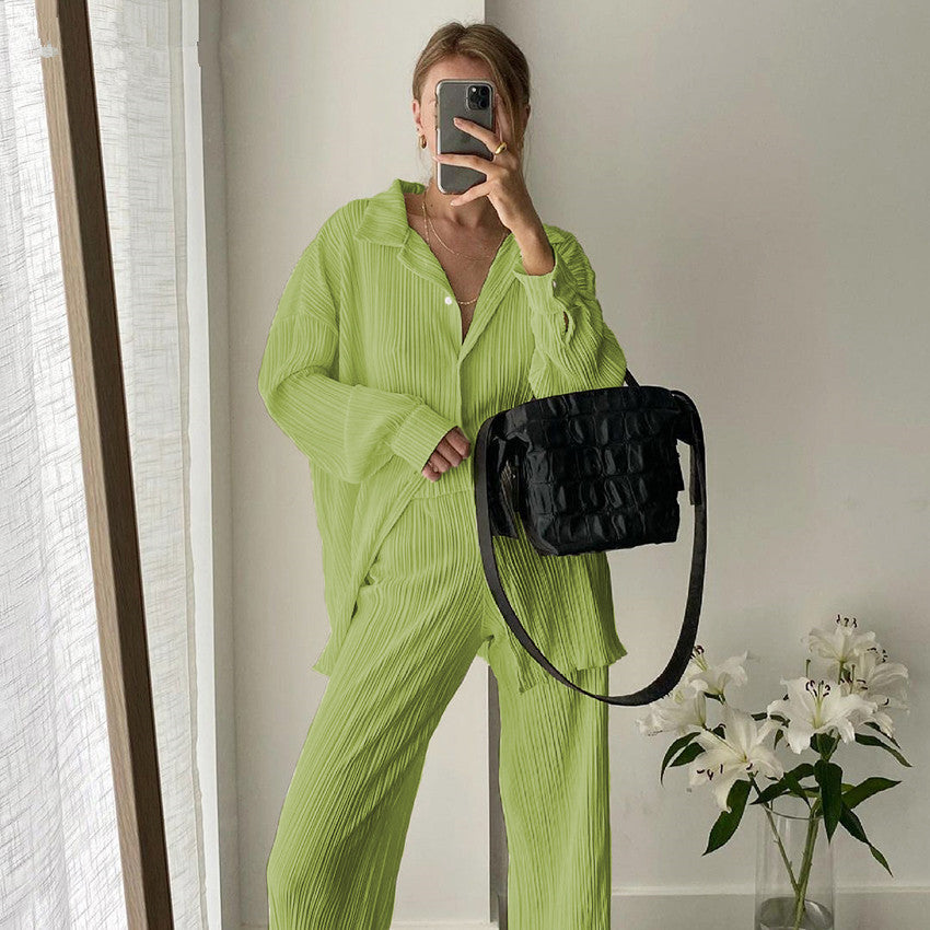 Levoire | Ensemble noir pour femmes avec jambes larges Vert clair
