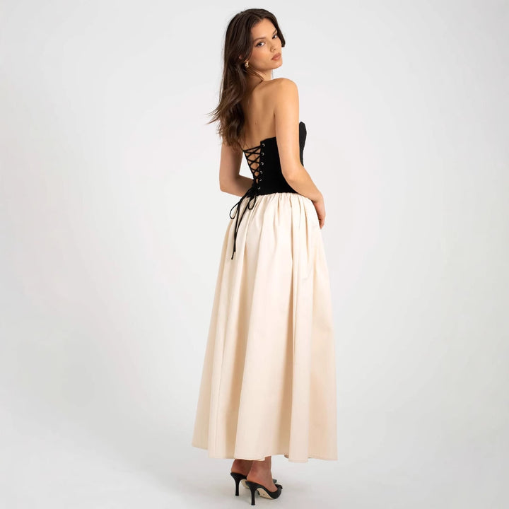 Robe maxi femme avec décolleté en cœur et jupe élégante Levoire