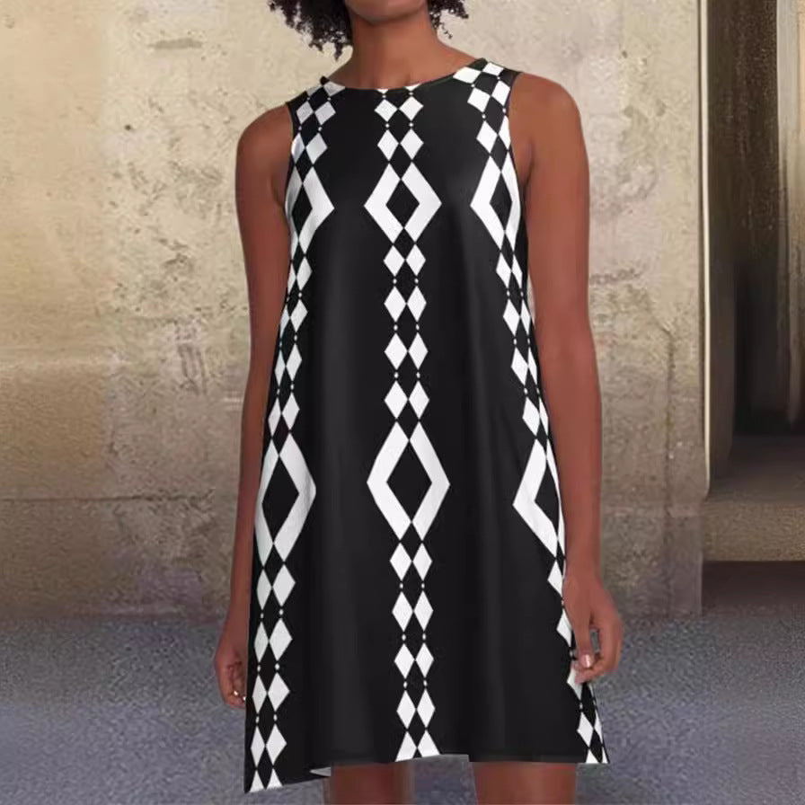 Levoire | Jupes mi-longue A-line sans manches imprimée élégante