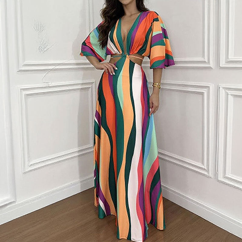 Robe maxi pour femmes avec des motifs élégants en vagues Levoire