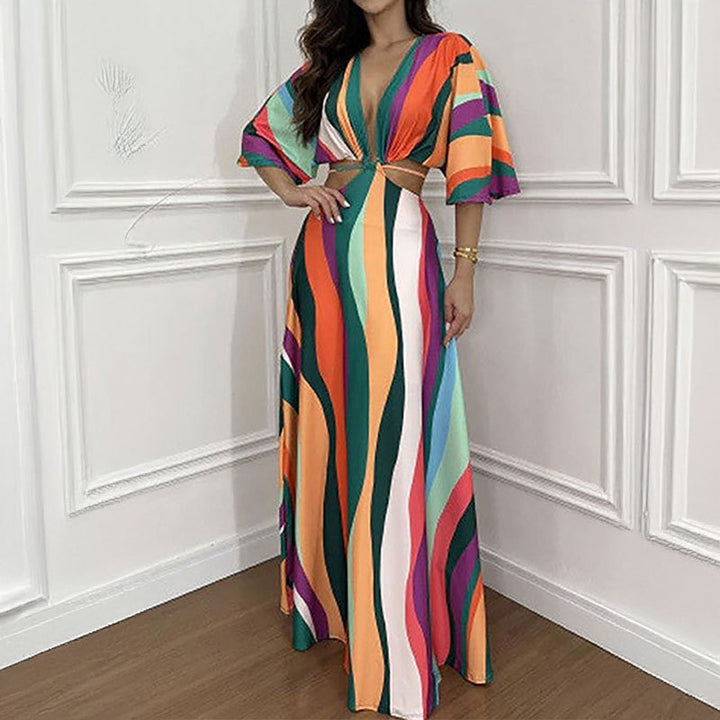 Robe maxi pour femmes avec des motifs élégants en vagues Levoire