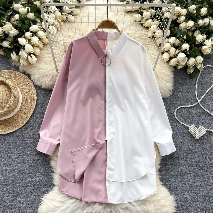Levoire | Chemise dans des couleurs assorties avec une longueur mi-longue Rosa Taille libre