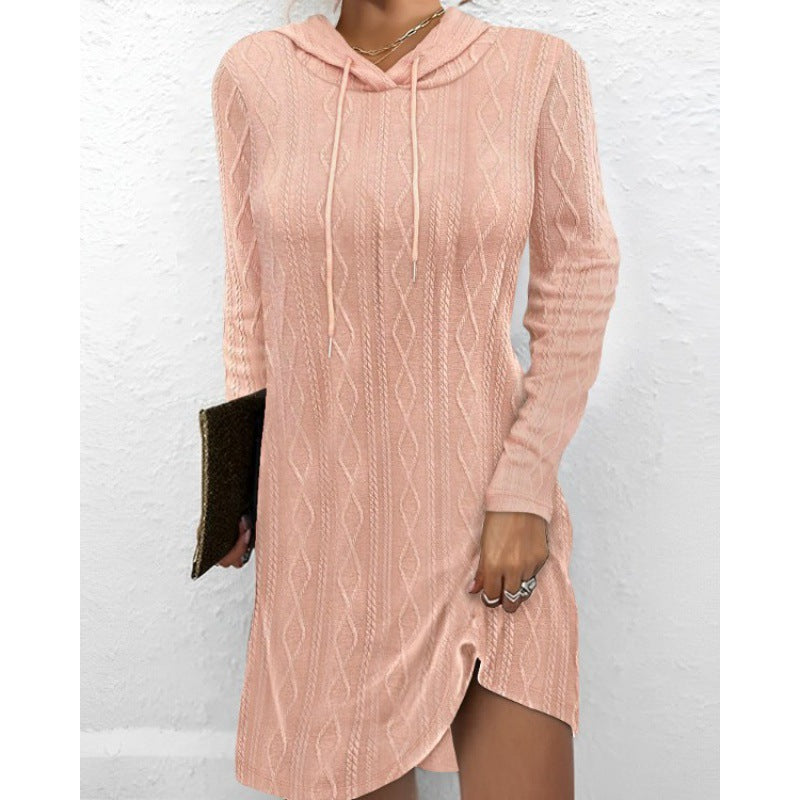 Robe en tricot pour femmes avec capuche et motif texturé Levoire
