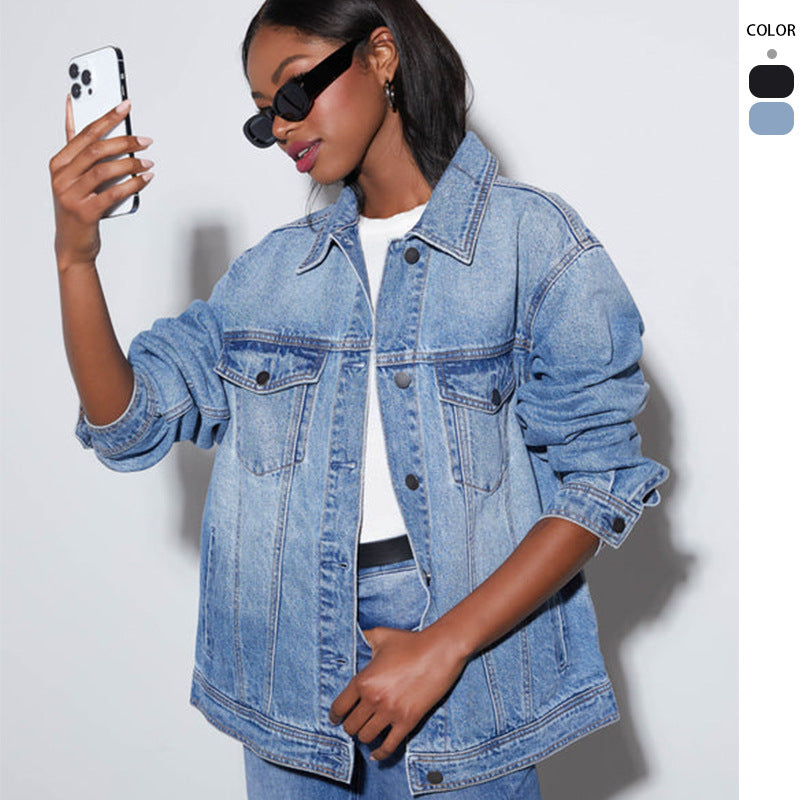 Veste en jean surdimensionnée pour femmes Levoire