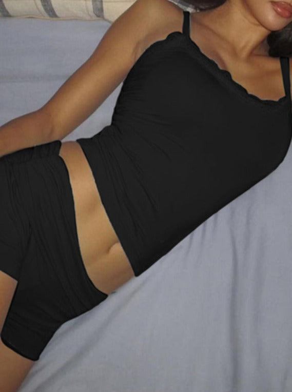 Levoire | Vêtement De Détente Noir T-Shirt Avec Des Shorts À Taille Basse
