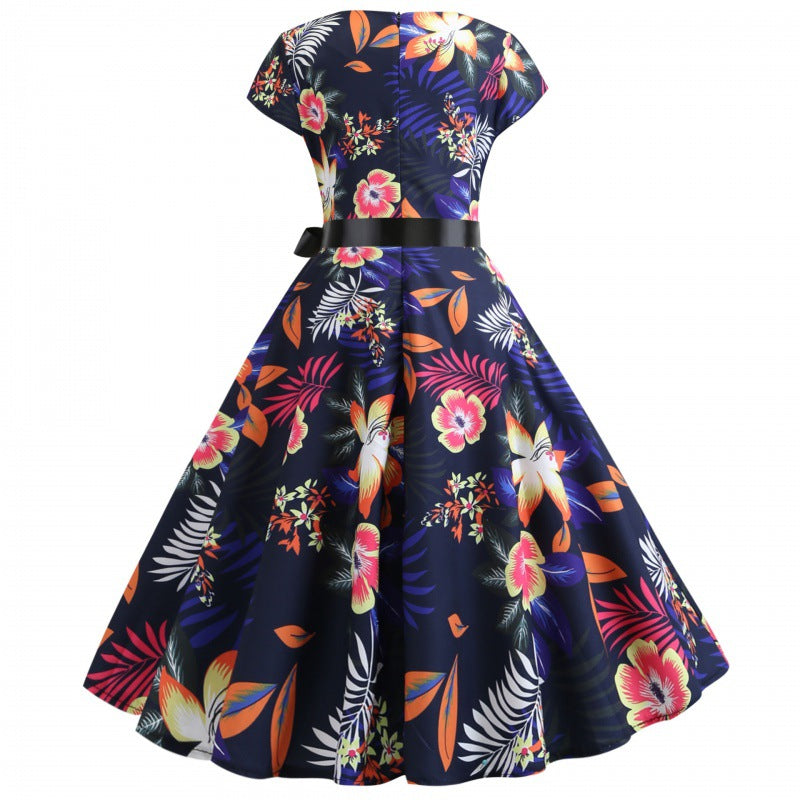 Robe midi pour femme avec design floral et jupe évasée Levoire