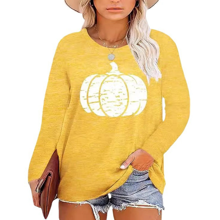 Chemise à manches longues pour femmes avec motif de citrouille d'automne Levoire