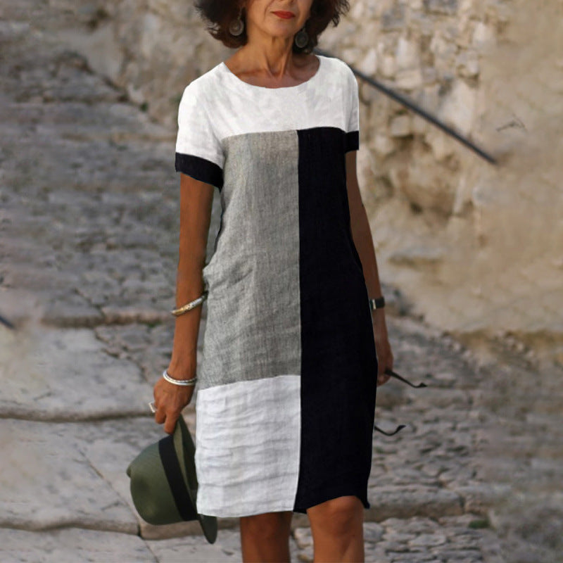 Levoire | robe à manches courtes à col rond imprimé décontracté
