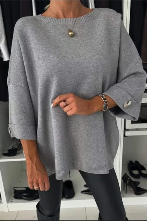 Pull en tricot décontracté pour femmes avec des détails de boutons à la mode Levoire