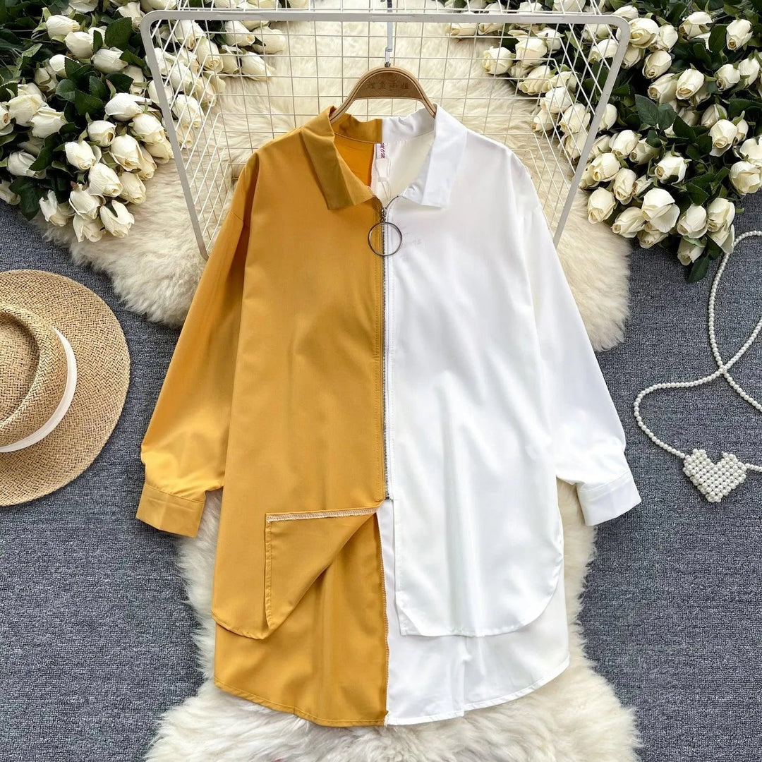 Levoire | Chemise dans des couleurs assorties avec une longueur mi-longue Jaune Taille libre