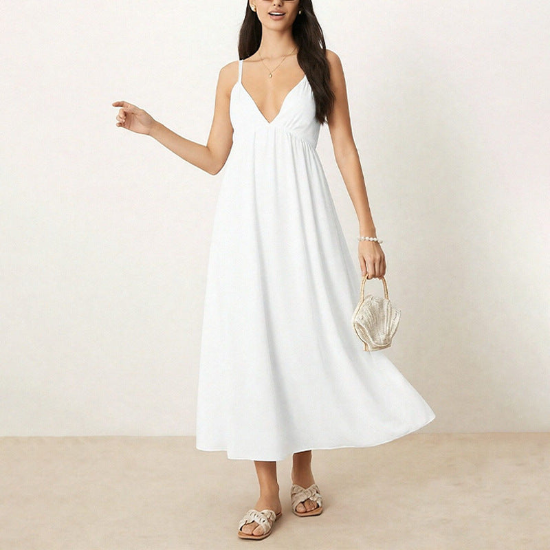 Robe maxi pour femme avec décolleté en V profond et jupe fluide Levoire