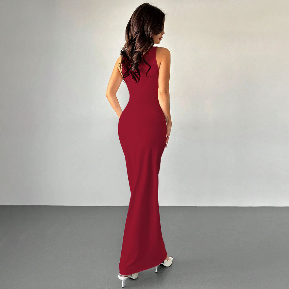 Robe maxi pour femmes avec un élégant design enveloppant et un goût de décolleté bateau Levoire