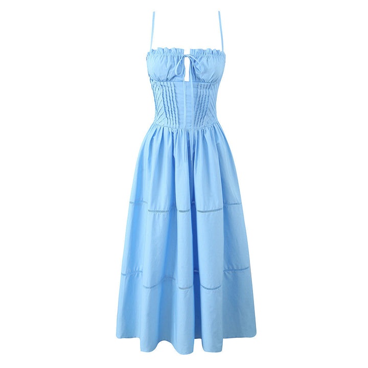 Levoire | Robe longue à taille cintrée avec liens Bleu