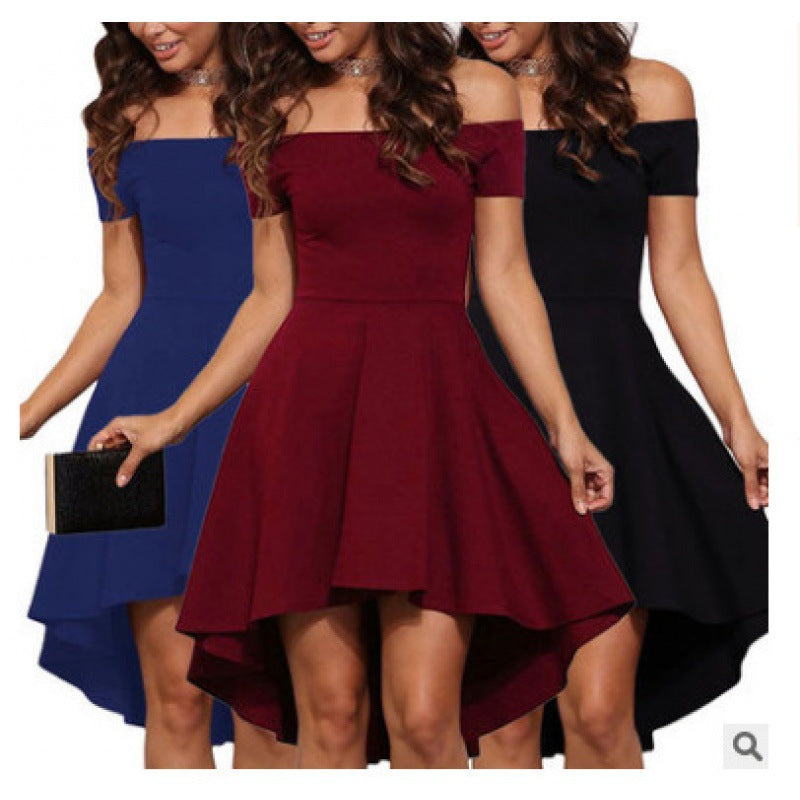 Robe romantique femme à épaules dénudées avec ourlet asymétrique et design ajusté Levoire