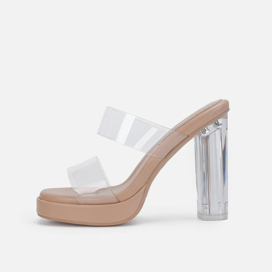 Levoire | Chaussures avec un talon épais transparent Abricot 12CM