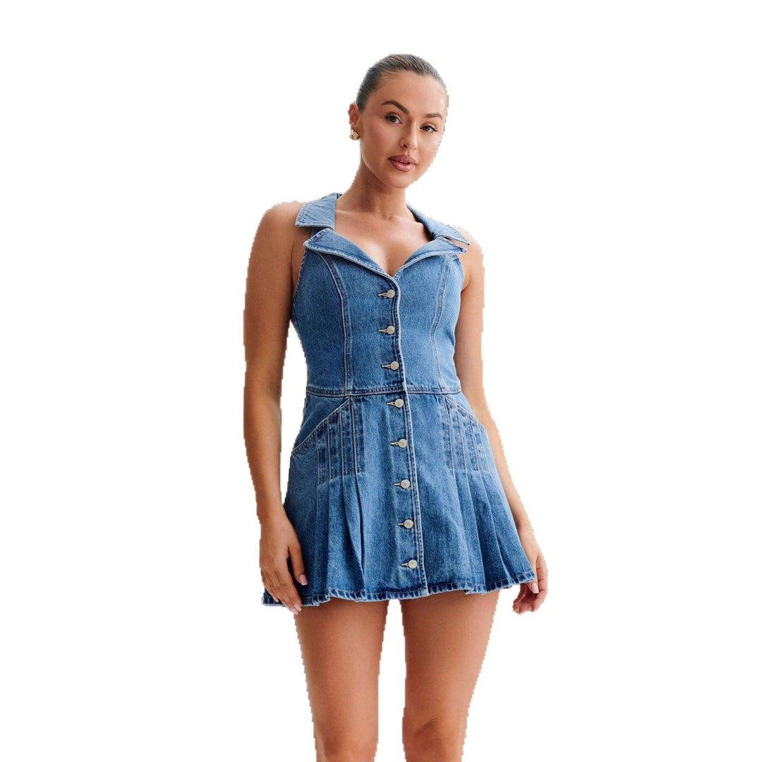 Robe chemise en denim pour femmes à coupe ajustée avec des détails boutonnés Levoire