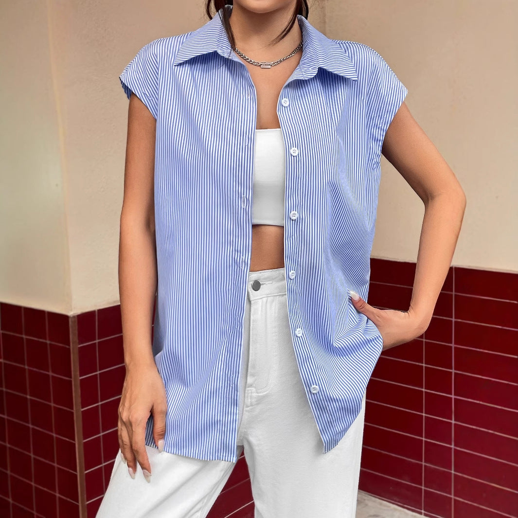 Blouse rayée décontractée pour femmes avec coupe oversize et détails de boutons Levoire