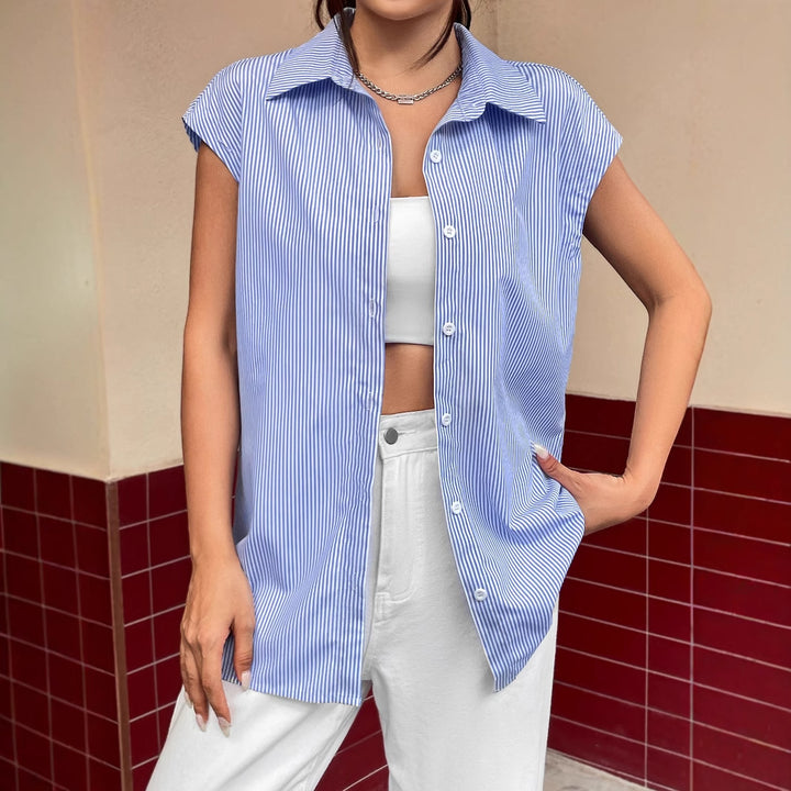 Blouse rayée décontractée pour femmes avec coupe oversize et détails de boutons Levoire
