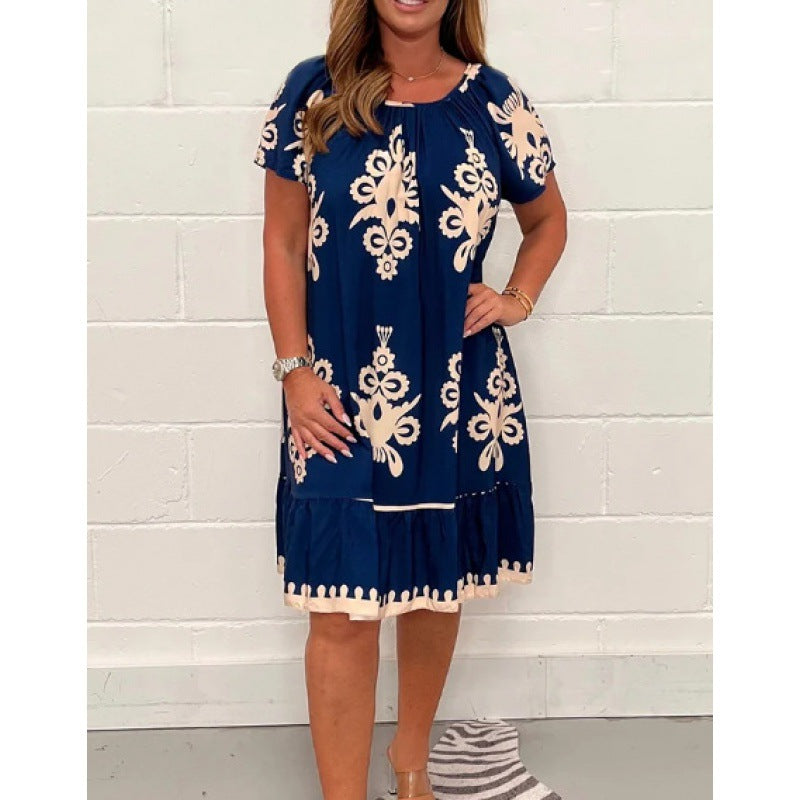 Levoire | Chic Été Fleurie Robe à Manches Courtes Meriheinä