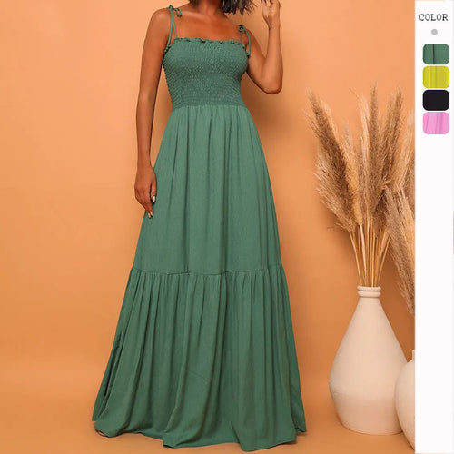 Robe maxi pour femme avec corsage élastique et nœud ludique Levoire