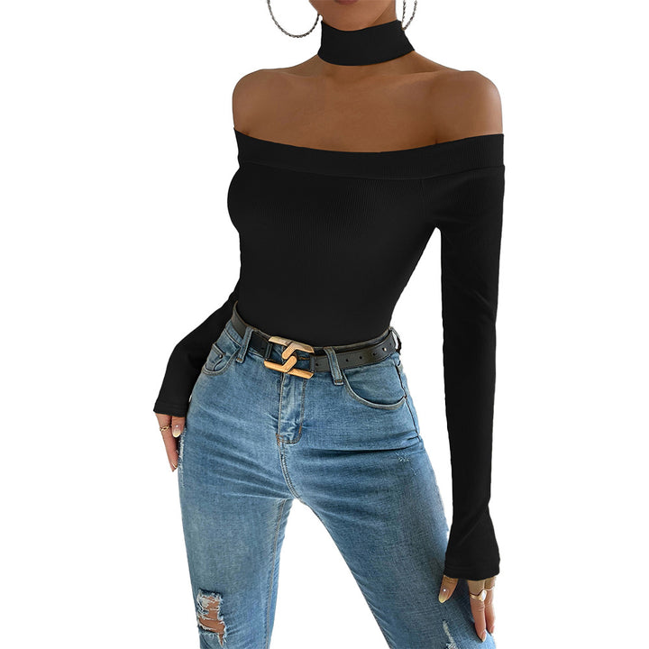 T-shirt à manches longues décolleté avec design élégant en nœud pour femmes Levoire