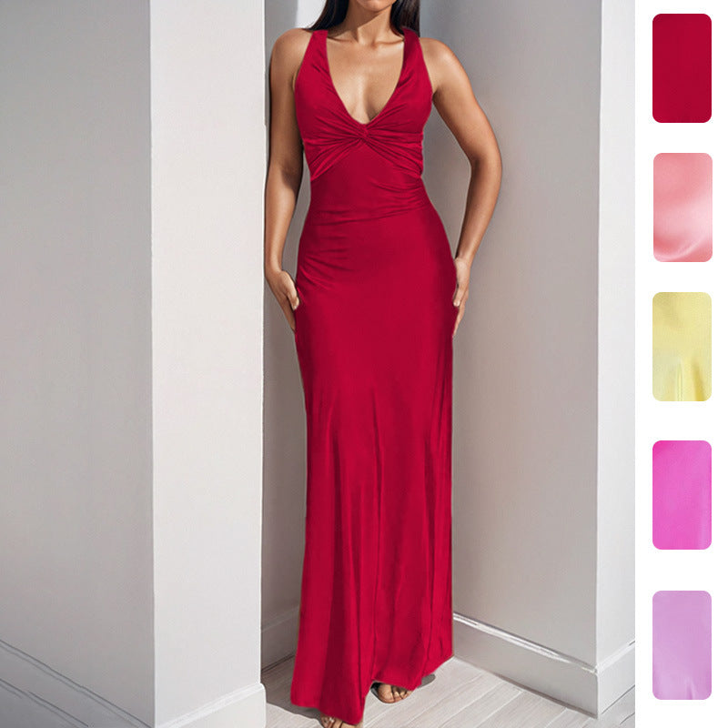 Robe en satin pour femmes avec détail enveloppant élégant Levoire