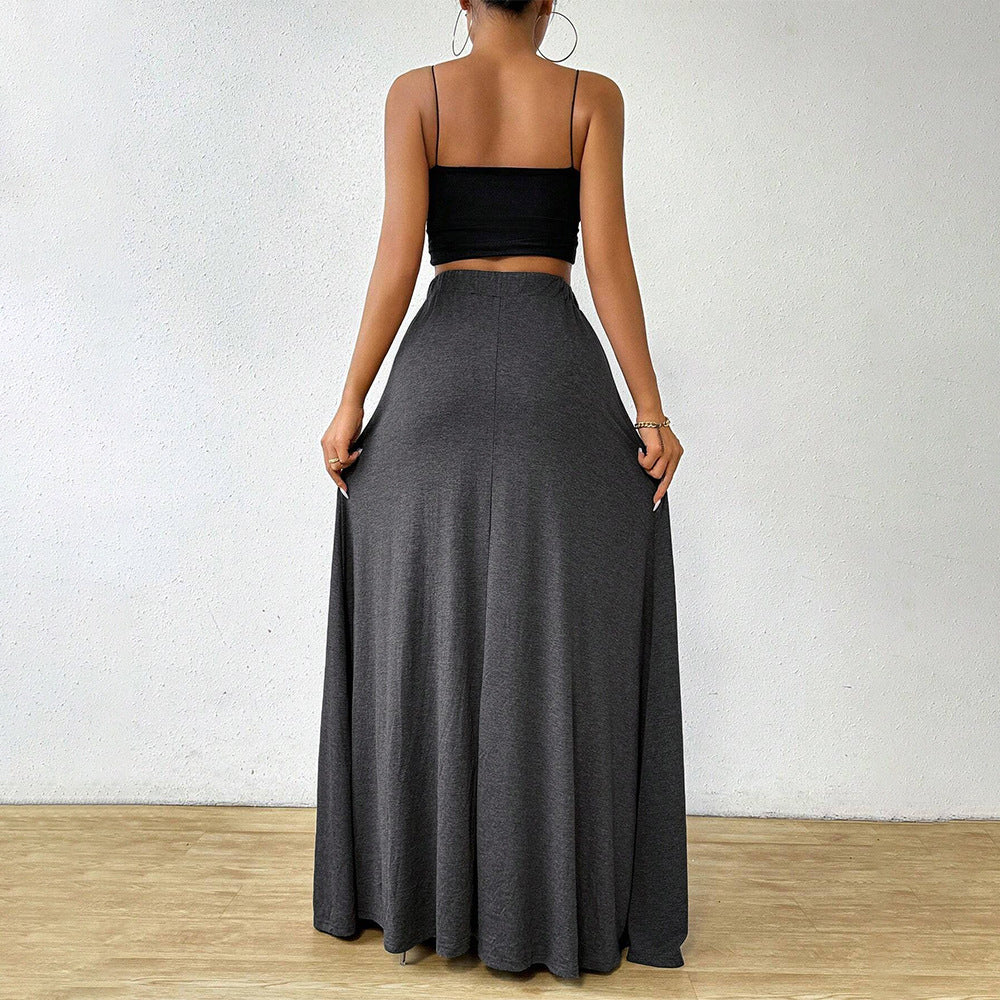 Jupe maxi pour femme avec cordon de serrage ajustable et taille élastique Levoire