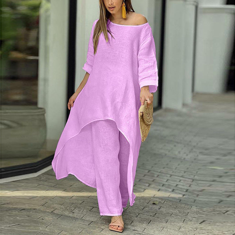 Ladies kaftan léger en deux pièces avec coupe asymétrique Levoire