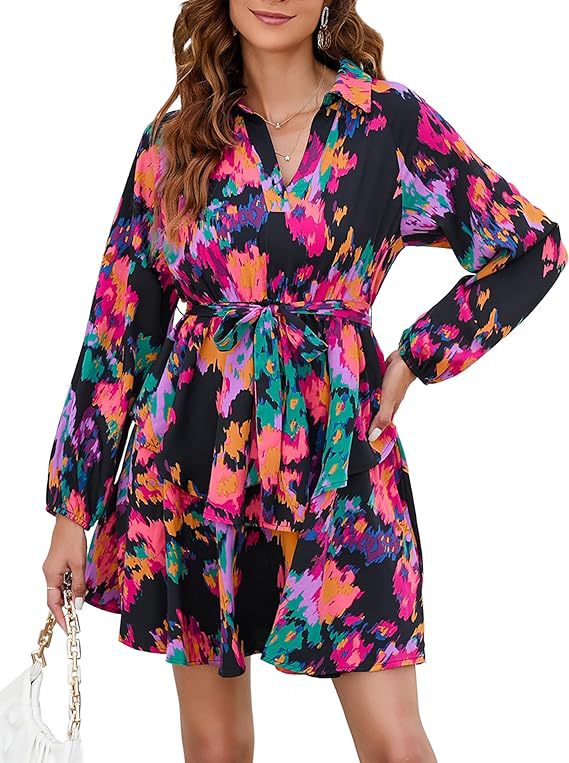 Robe blouse femme avec motif floral et ceinture à nouer Levoire