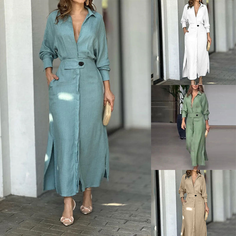 Robe maxi femme avec un élégant décolleté en V et ceinture Levoire