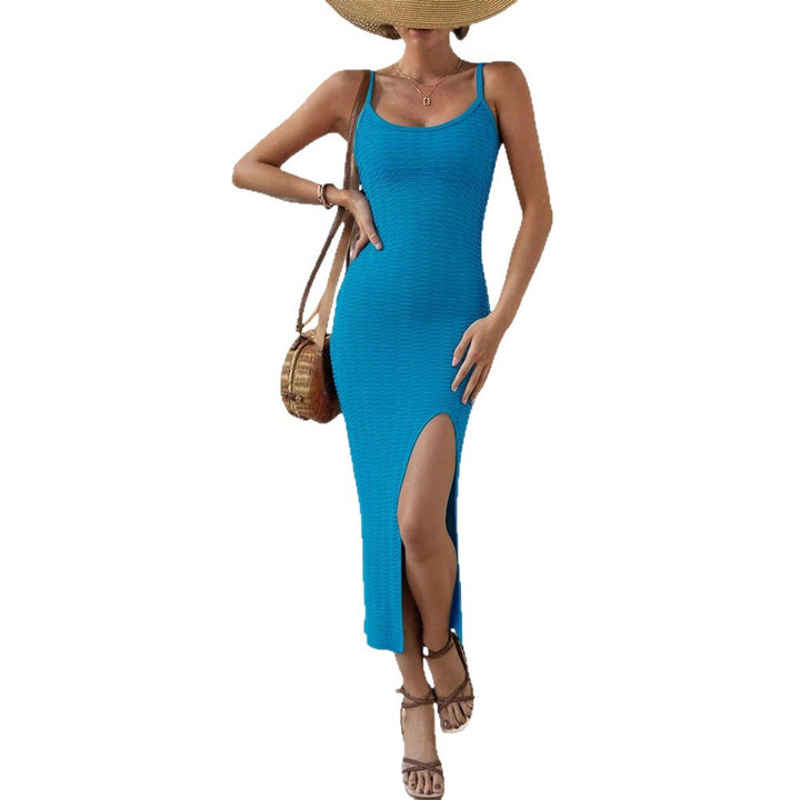 Robe d'été ajustée pour femmes avec fente latérale et motif ondulé fin Levoire