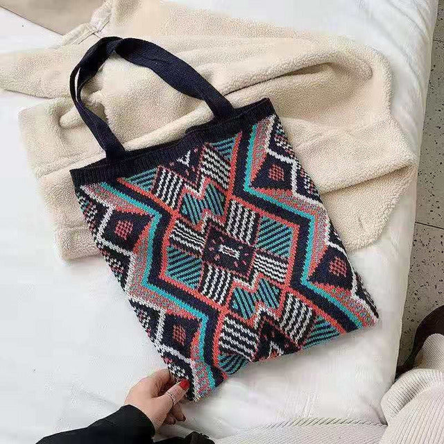 Levoire | Sac Tricoté Géométrique Bleu marine