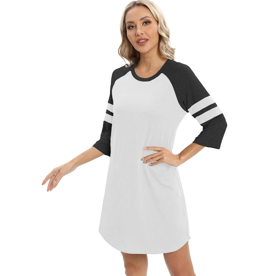 Levoire | Couleur - Chemise de nuit Printemps Été Patches Bloc Chemise de nuit Blanc