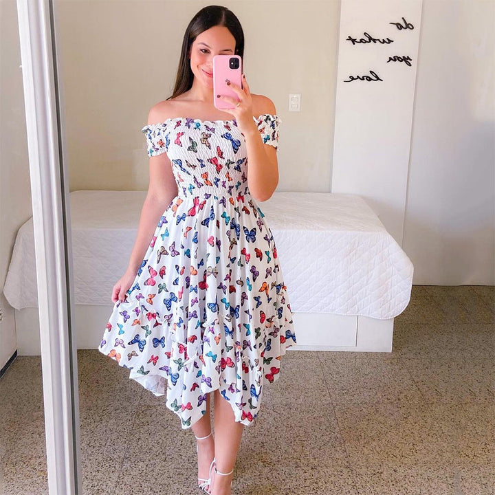 Levoire | Robe mi-longue sans manches élégante avec imprimé