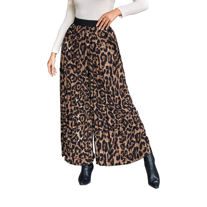 Pantalons Palazzo évasés pour femmes avec imprimé animal et taille élastique Levoire