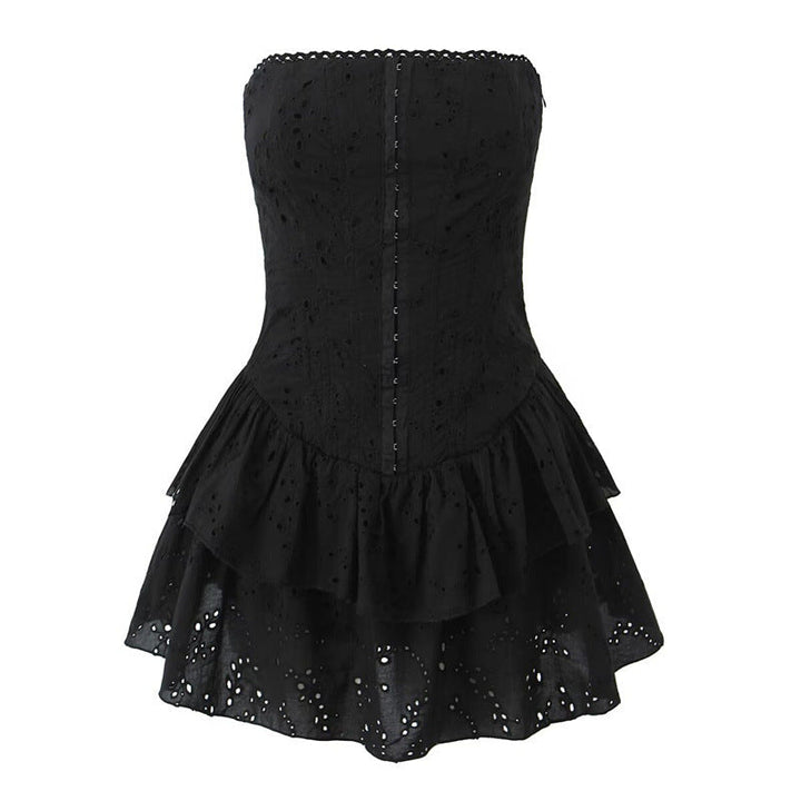 Levoire | Robe Minimale Sans Bretelles Étirée au Dos Brodée