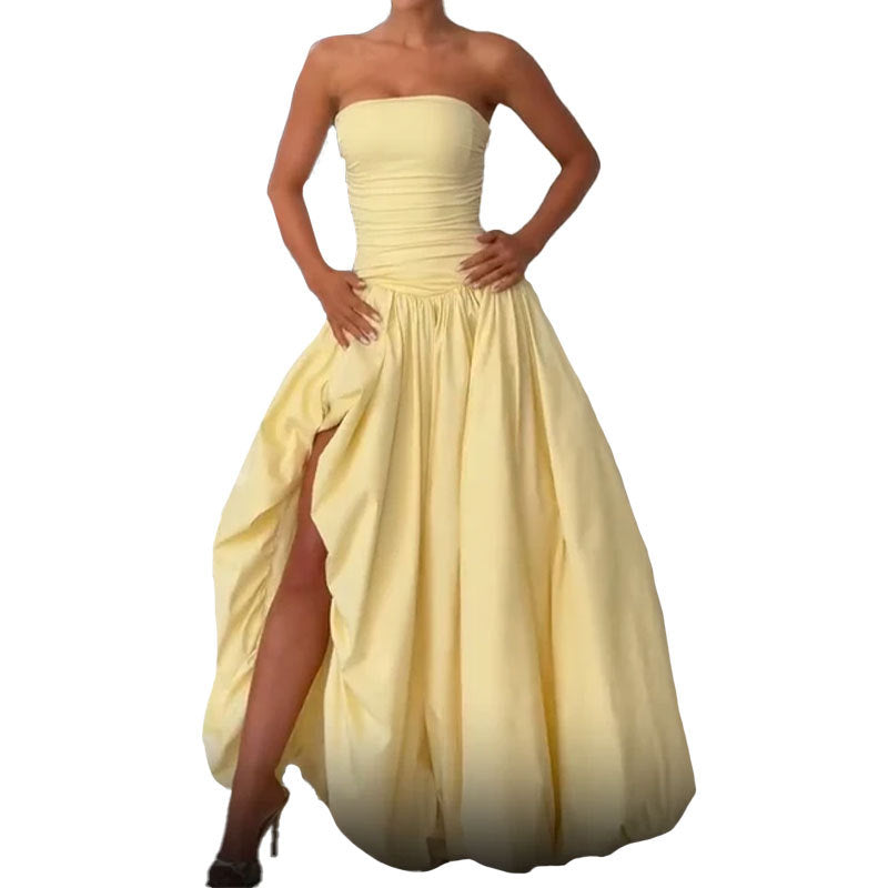 Robe maxi bandeau de haute qualité pour femmes avec fente élégante et jupe volumineuse Levoire