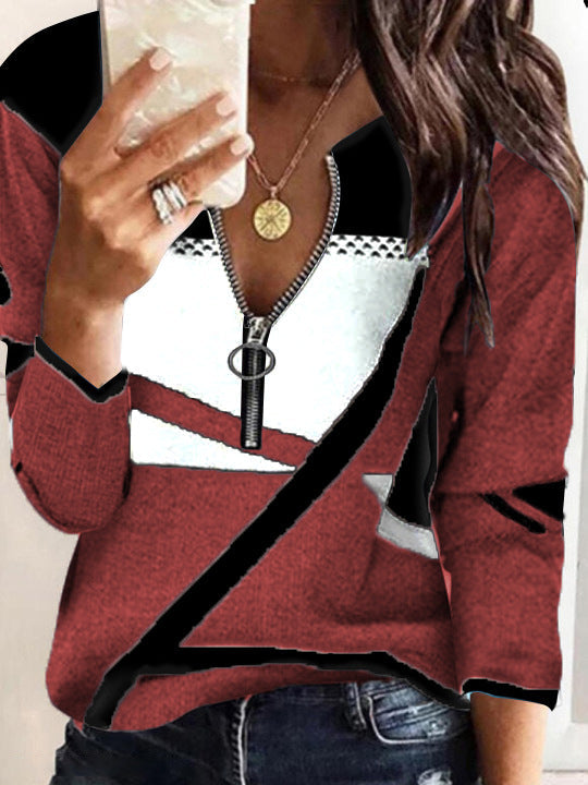 Levoire | T-shirt à manches longues zip tendance Rouge vin