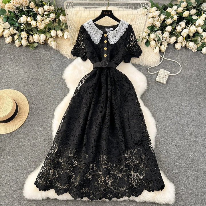 Levoire | Robe en dentelle mi-longue Noir Taille libre