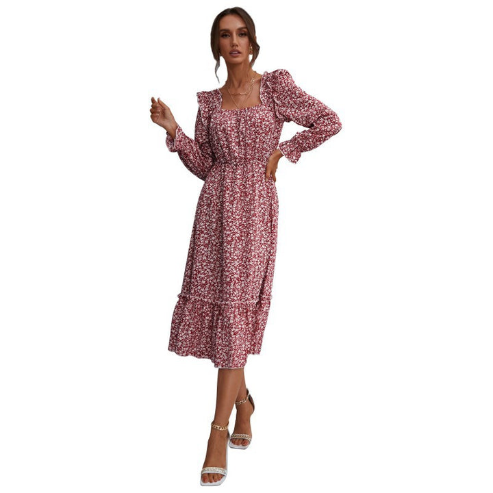 Robe maxi romptique pour femme avec des détails en volants et des motifs floraux Levoire